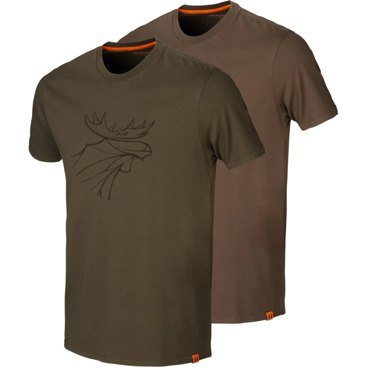 Härkila Men´s Härkila Graphic T-Shirt 2-Pack Willow Green/Slate Brown