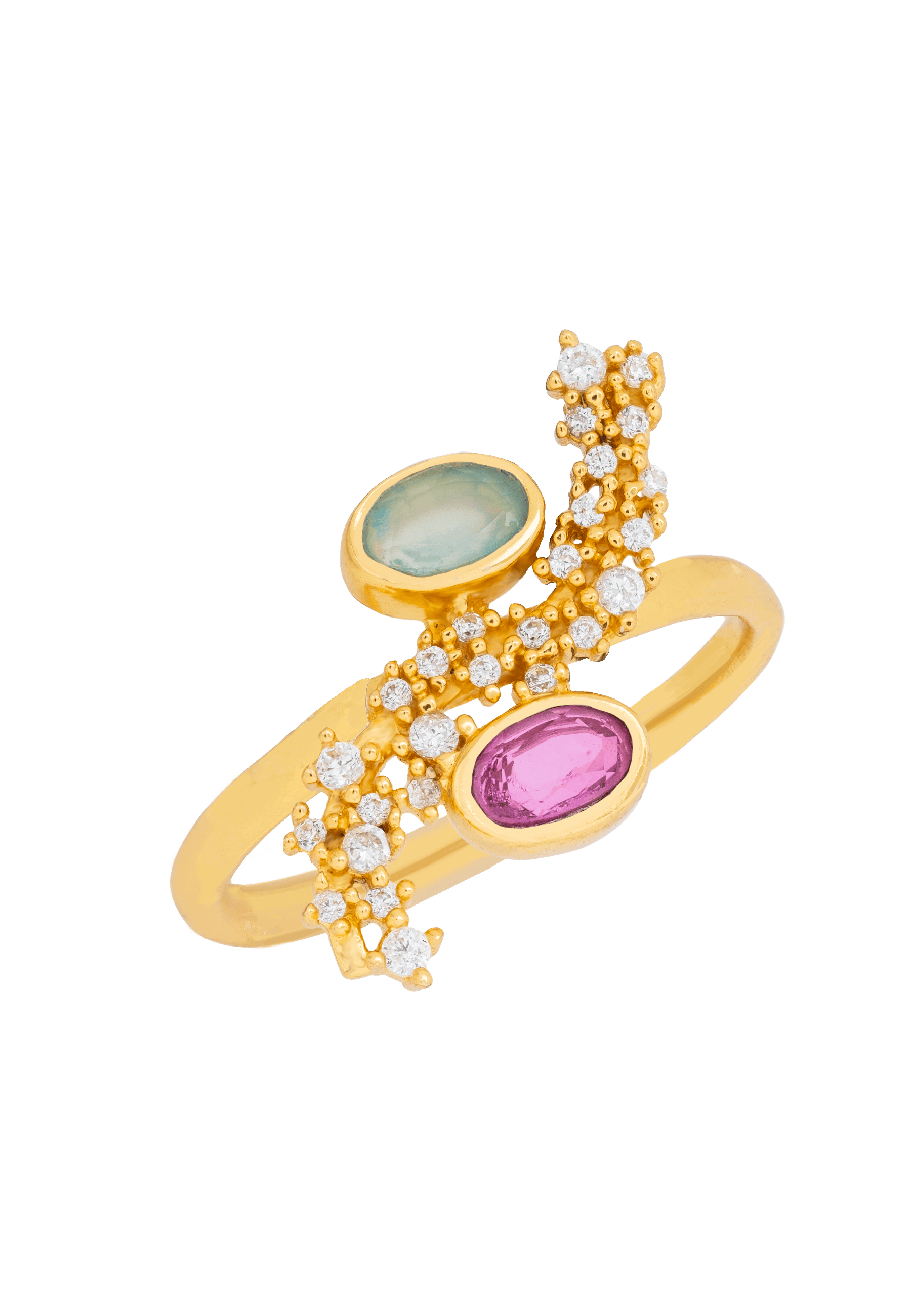 Bague cassara aigue-marine et fuchsia | Bleu