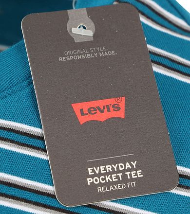 Levi's Pocket T-Shirt Blauw Streep A3697-0022 kopen