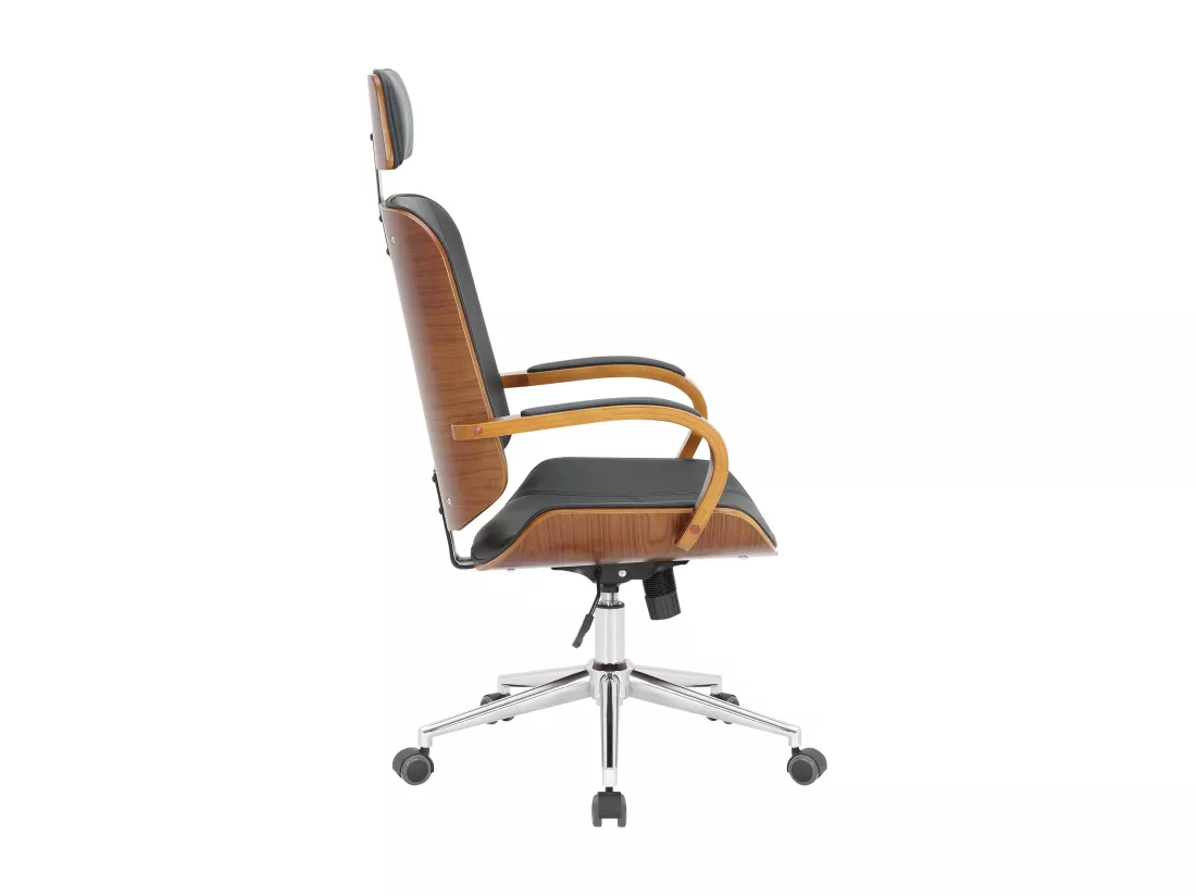 Chaise de bureau - Similicuir - Noyer / Noir - Dayton