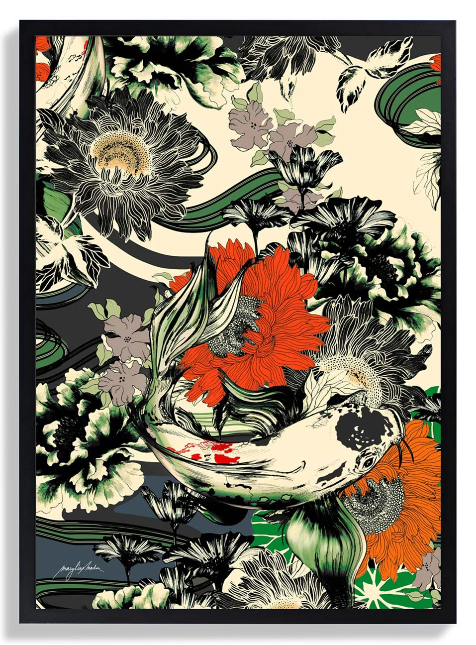 Koi-Teich Japan Kimono von Marylène Madou