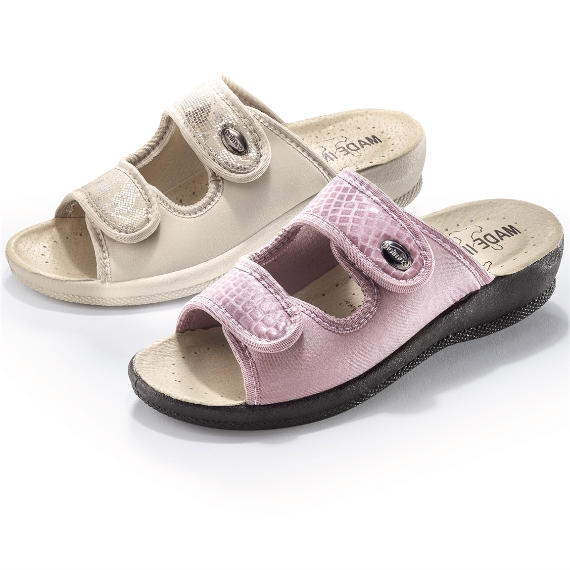Mules tissu beige ou rose