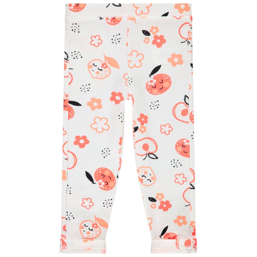 Legging imprimé fruits et fleurs pour bébé fille - Ecru