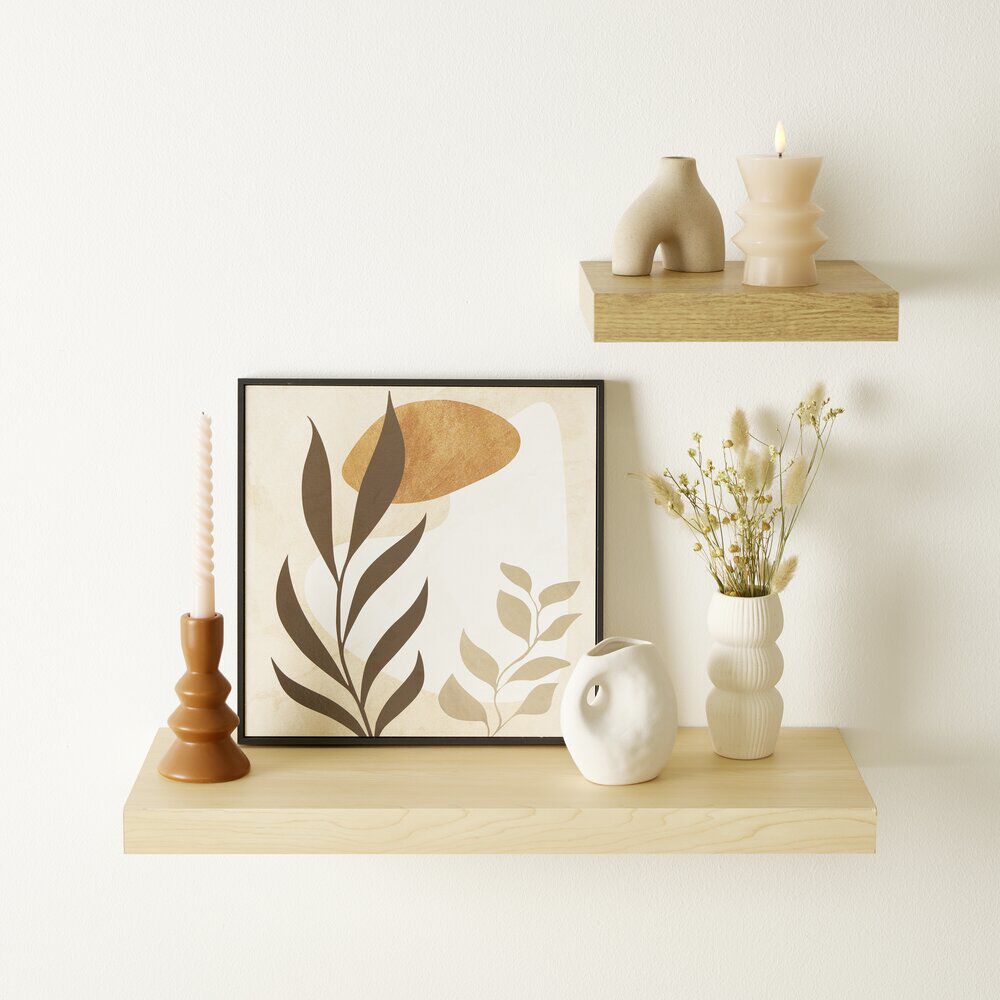Étagère murale rectangulaire bois beige