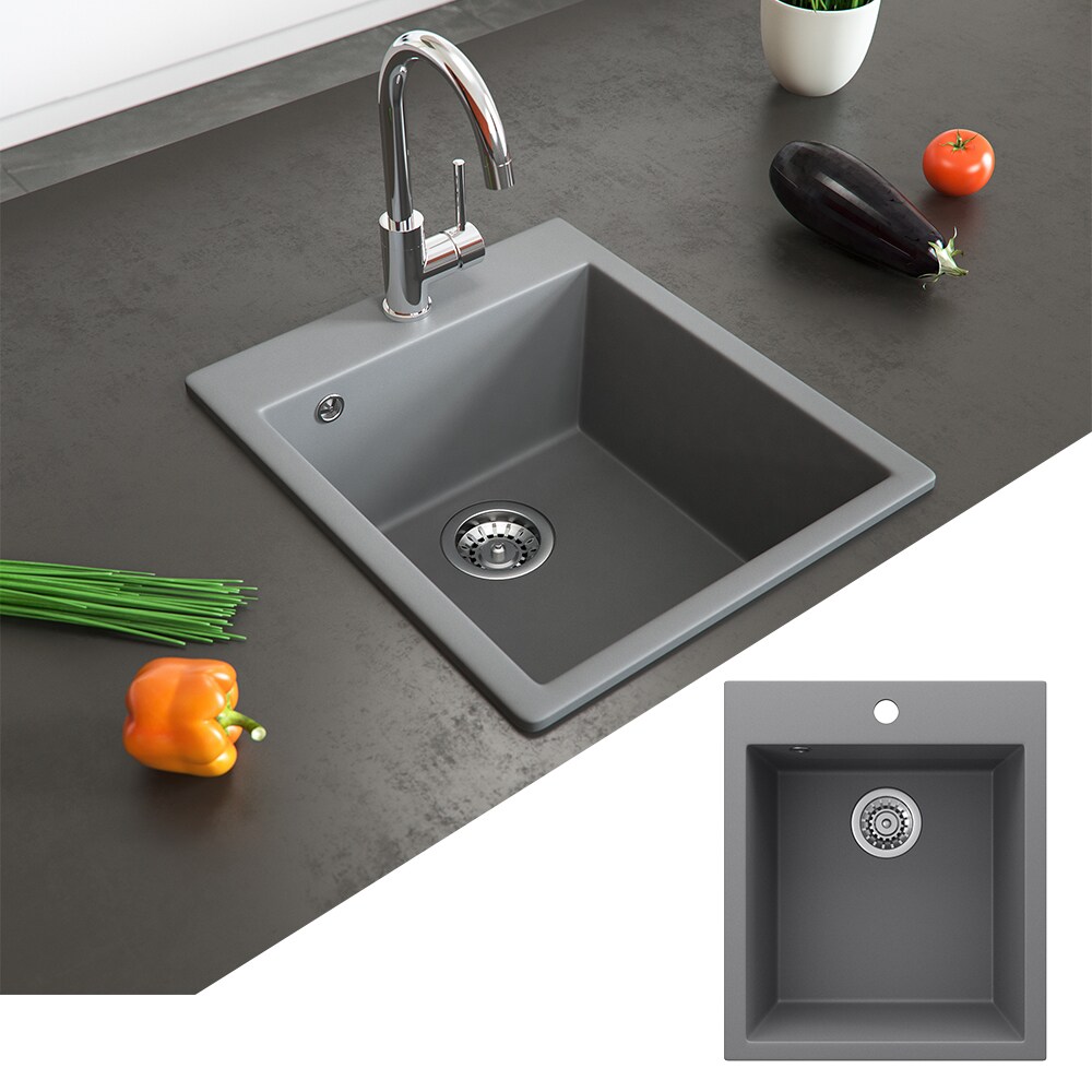 Bergström Granit Spüle Küchenspüle Einbauspüle Spülbecken 425x500mm Grau