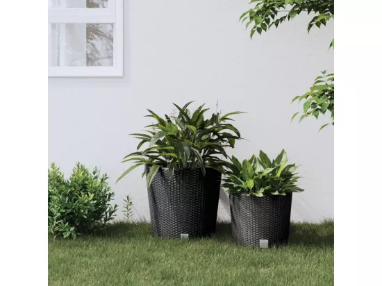 Jardinière et intérieur amovible anthracite 35 /37,5 L rotin PP