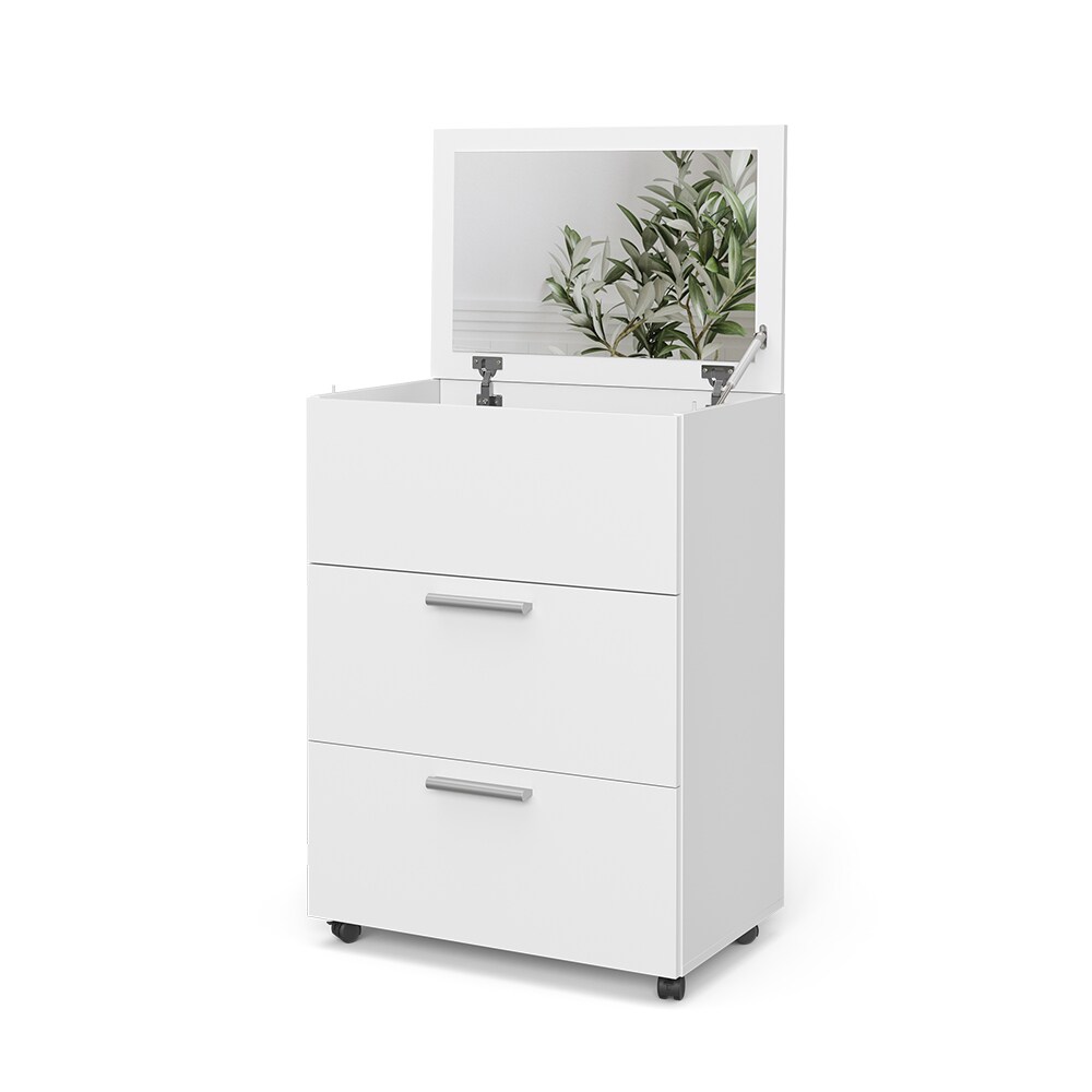 Vicco Schminktisch Hanna, 66 x 135 cm, Weiß, Frisiertisch mit 2 Schubladen Spiegel