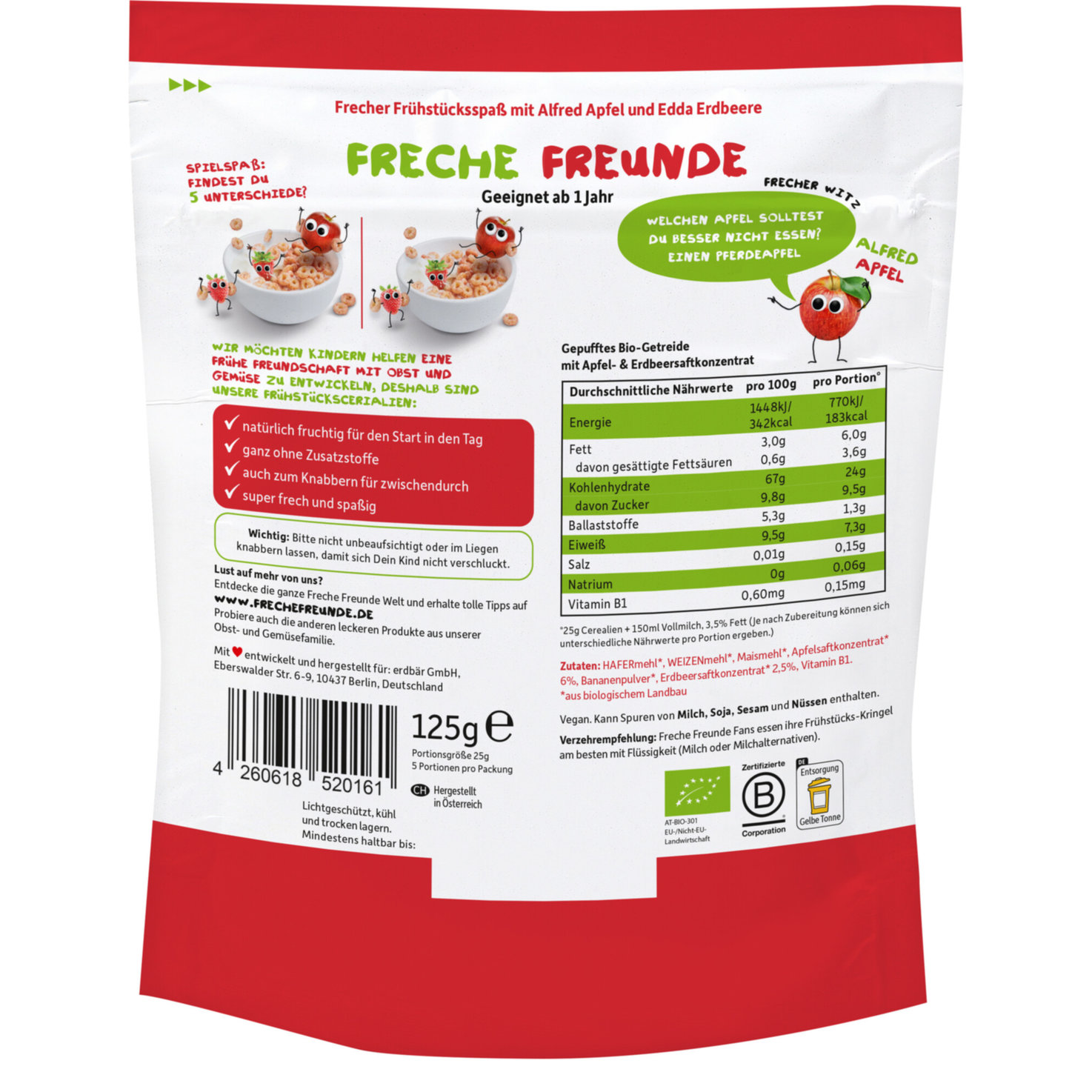 Freche Freunde Bio Frühstücks-Kringel Apfel & Erdbeere 12+ Monate