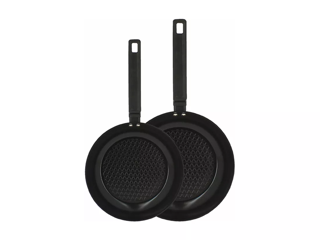 Menastyl - Lot 2 Poeles 24 Et 28cm En Aluminium Noir Induction