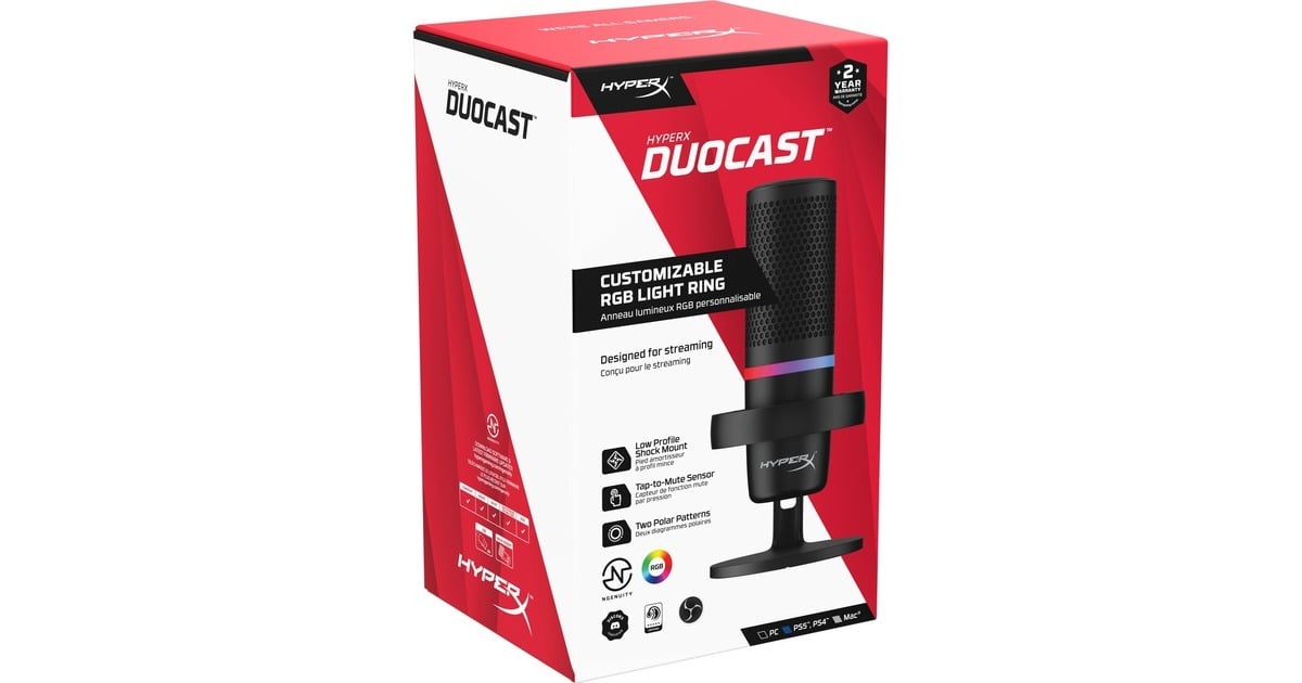 HyperXDuoCast microfoon  (Zwart, RGB led)