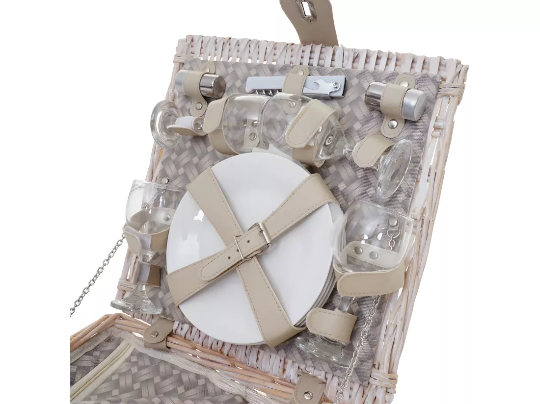Panier pique-nique pour 4 verre argenté DIV04032