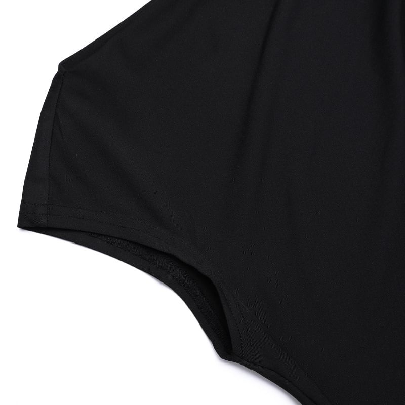 Leandrillo - Maxi-jurk met korte mouwen, asymmetrische hals, effen knoop, gerimpelde split en split