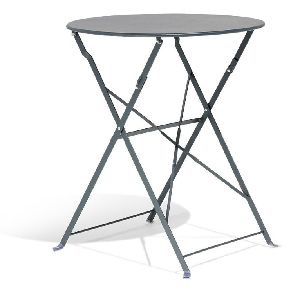 Table de jardin ronde RIO pliante 2 personnes métal gris