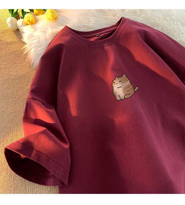 Bolgivy - T-shirt met ronde hals en elleboogmouwen en cartoonprint