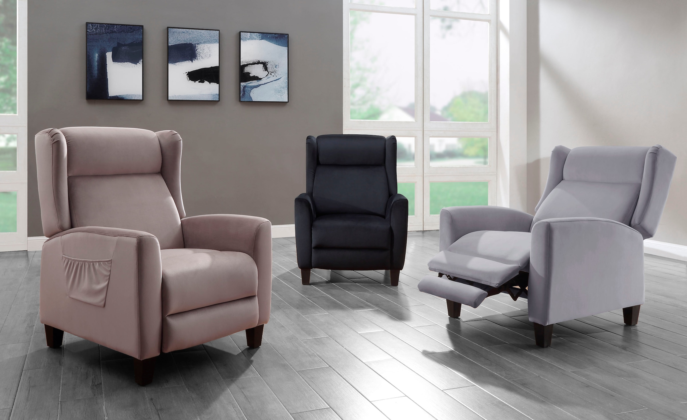 ATLANTIC home collection TV-Sessel »Timon« klassischer Ohrensessel mit Relaxfunktion und praktischer Seitentasche