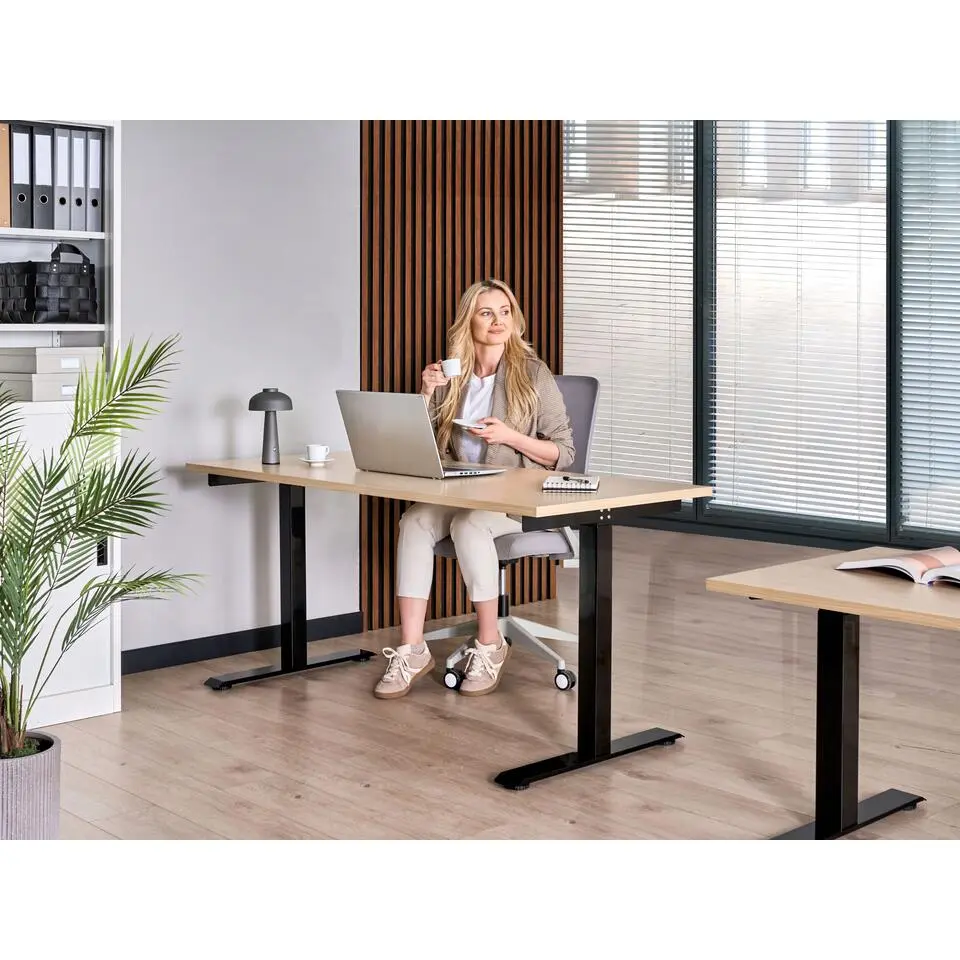DESTINES - Elektr bureau - Zwart/Lichtbruin - 160 x 72 cm - Vezelplaat
