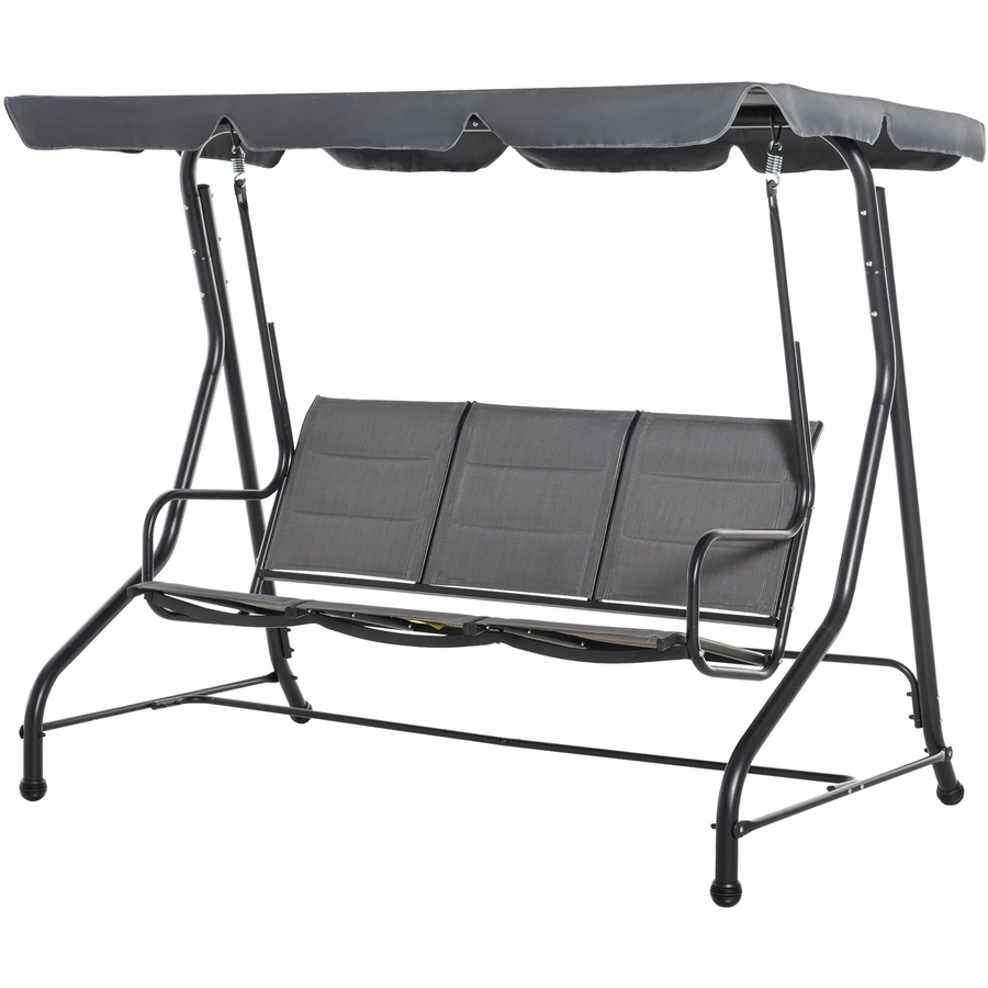 Outsunny 3-Sitzer Hollywoodschaukel mit verstellbarem Dach Grau