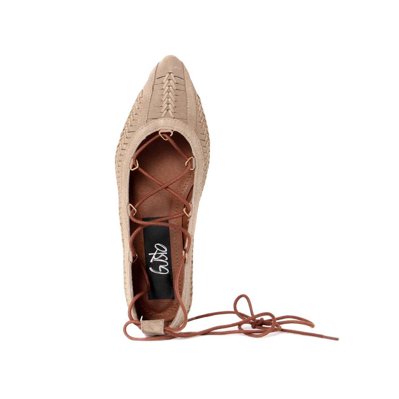 Gusto Ballerines en Velours de Cuir Capucine beiges