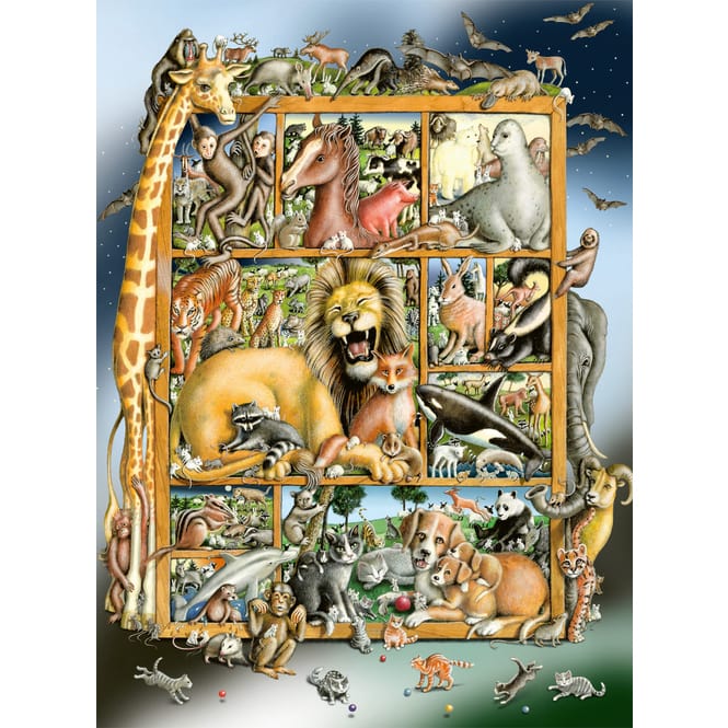 Kinderpuzzle - Tiere im Regal - 100 Teile XXL