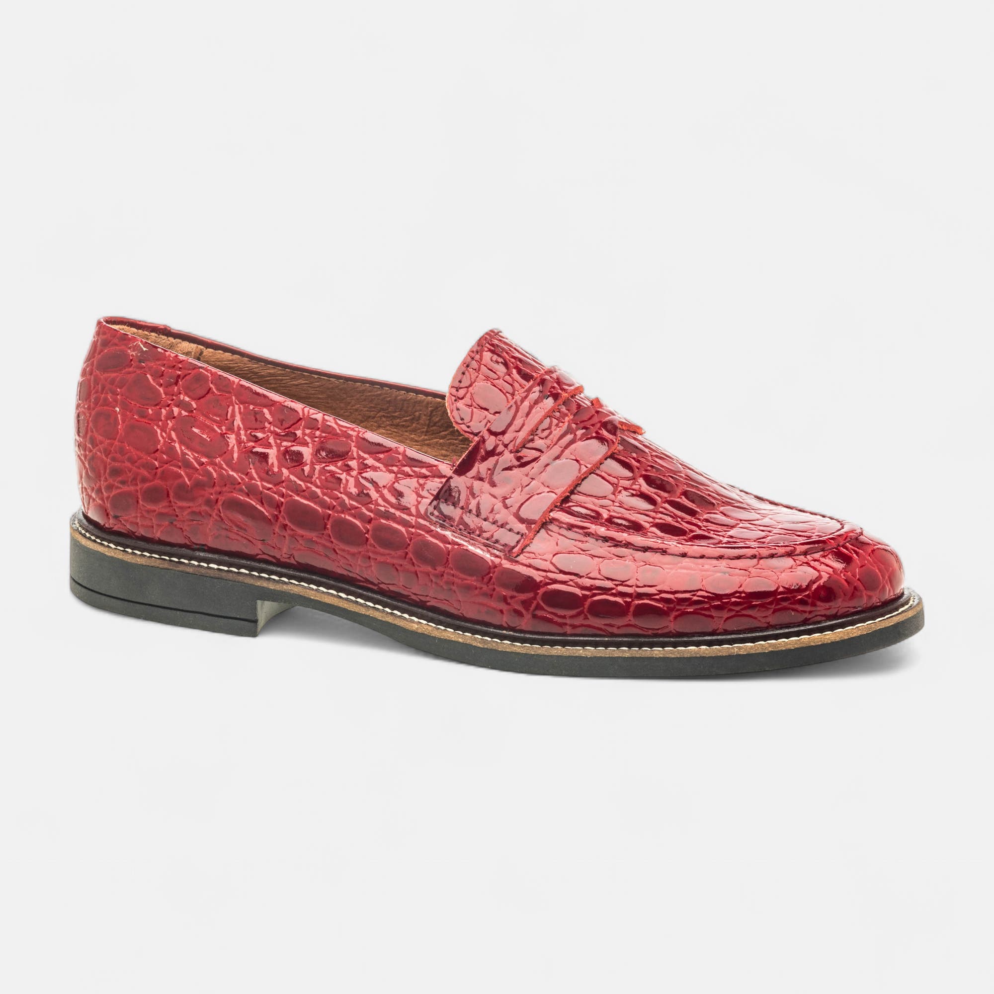 Mocassins Femme en cuir rouge