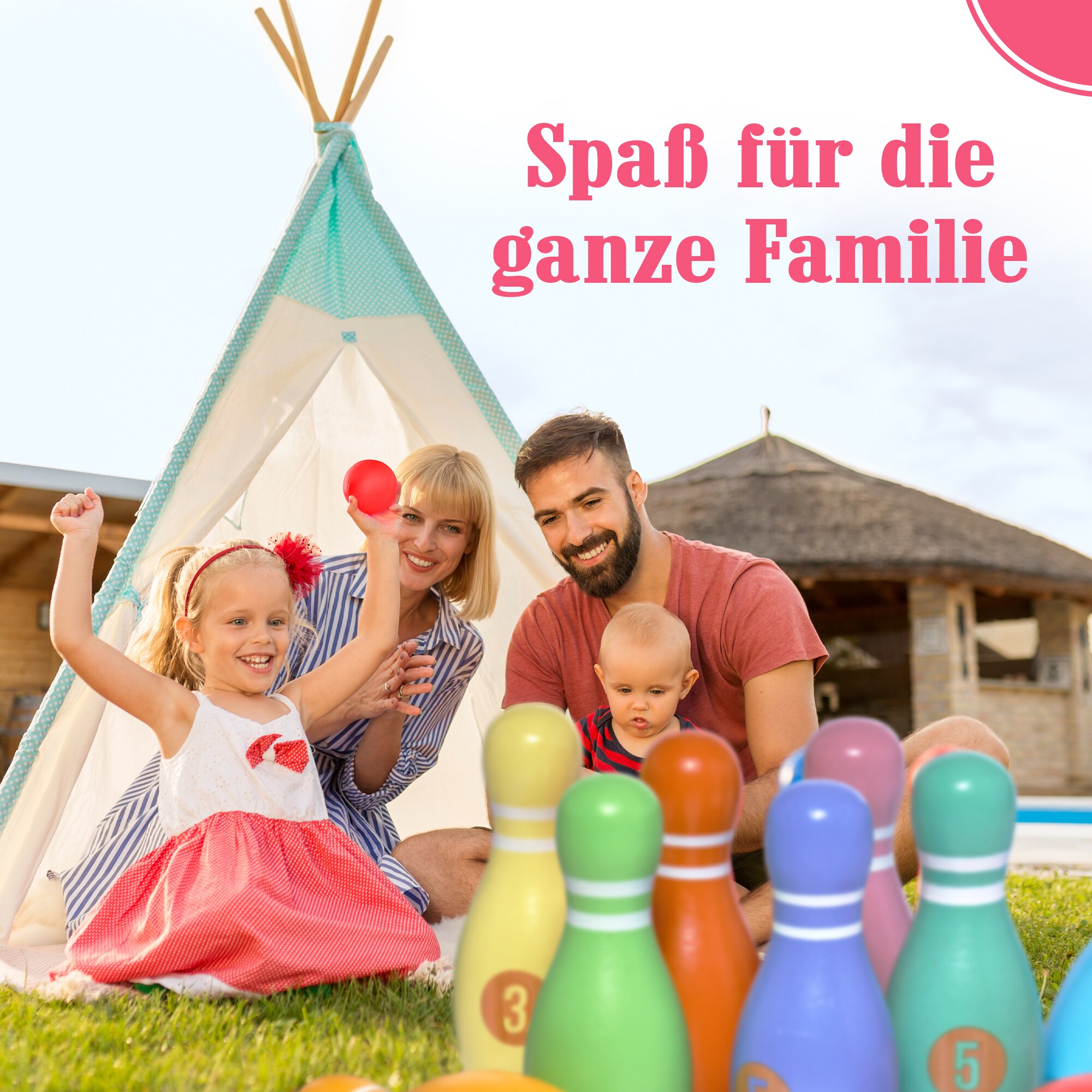 Pink Papaya Kegelspiel für Kinder Kids Bowling Classic