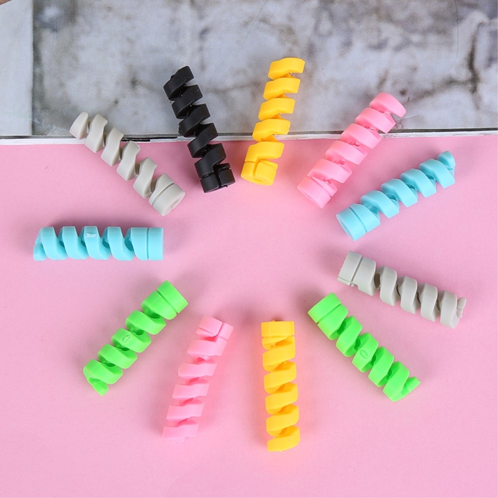 (4er Set) Silikon Kabel Spirale Flexibler Kabel Bruchschutz Knickschutz Halter Kabelschoner - Assortiert