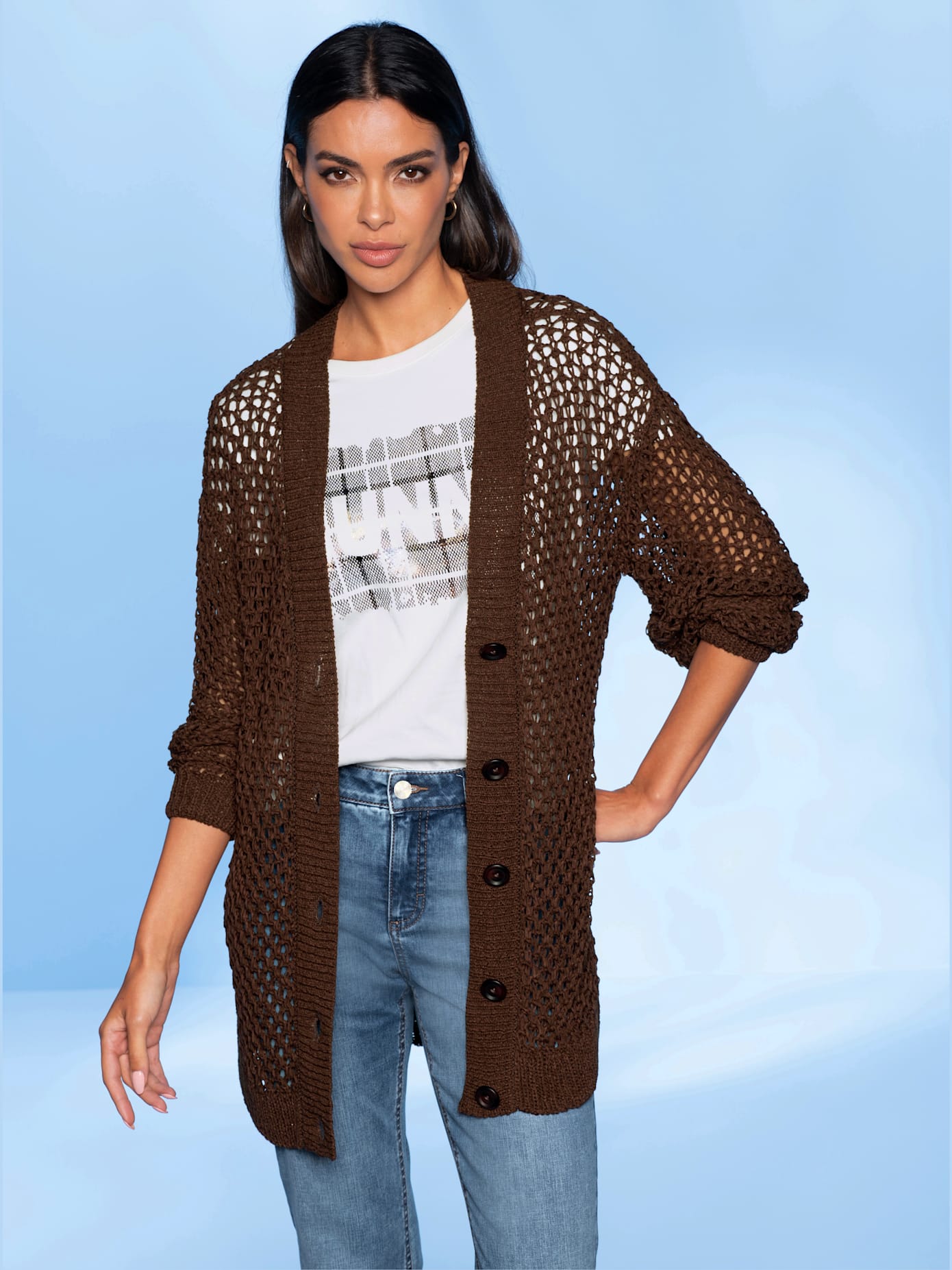 Veste en tricot fil fantaisie légèrement brillant
