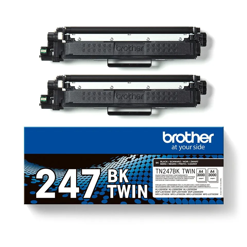 Brother TN247BK TWIN - 2 pakker - Højtydende - sort - original - tonerpatron - for Brother DCP-L3510, L3517, L3550, HL-L3270, L3290, MFC-L3710, L3730, L3750, L3770