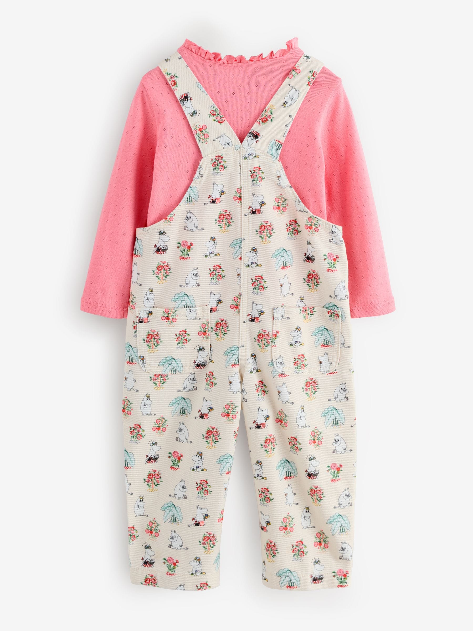 Roze - Set van tuinbroek met Moomin-print en T-shirt (3mnd -7jr)