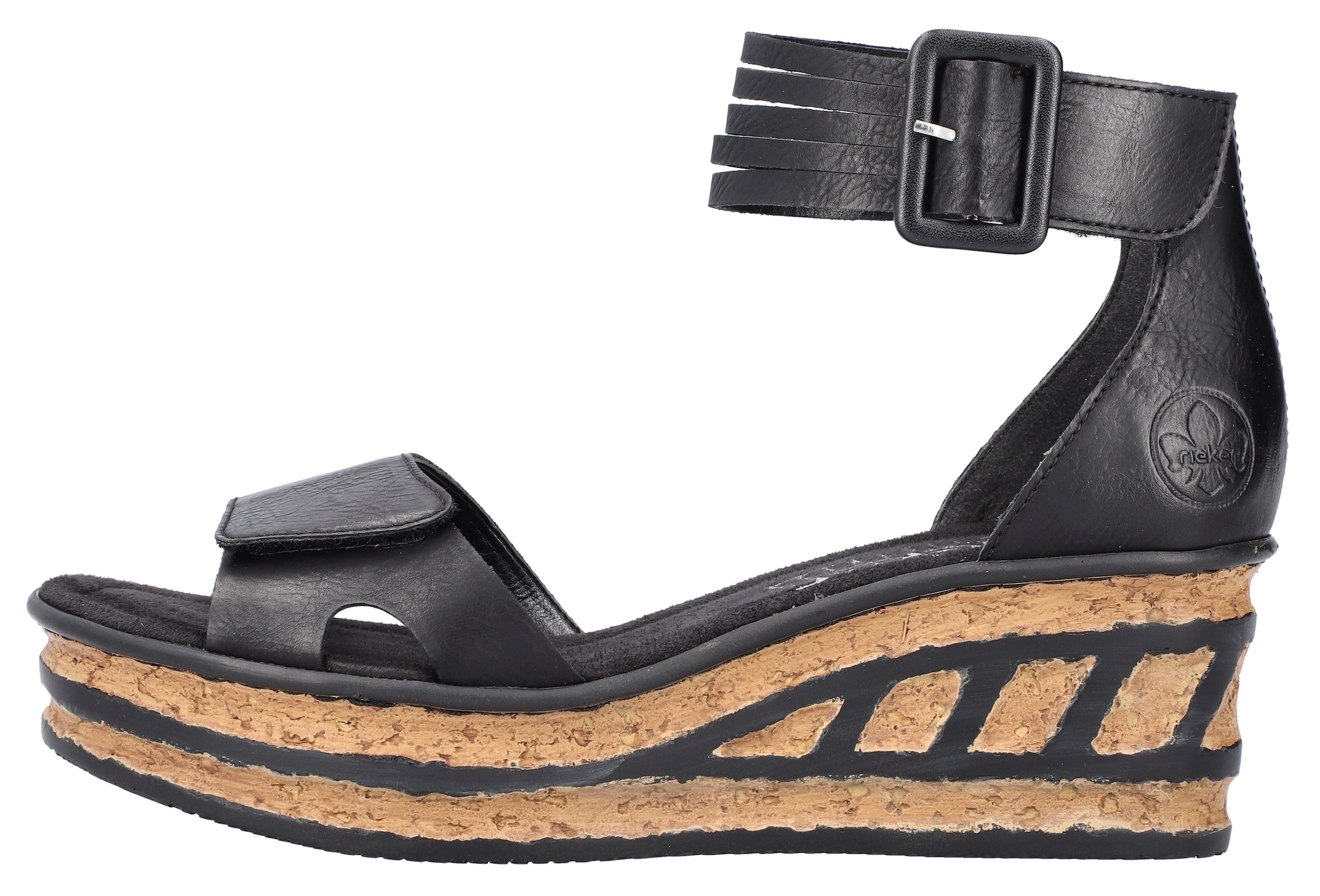 Rieker Sandalette  , Sommerschuh, Sandale, Keilabsatz, mit Laufsohle in Kork-Optik
