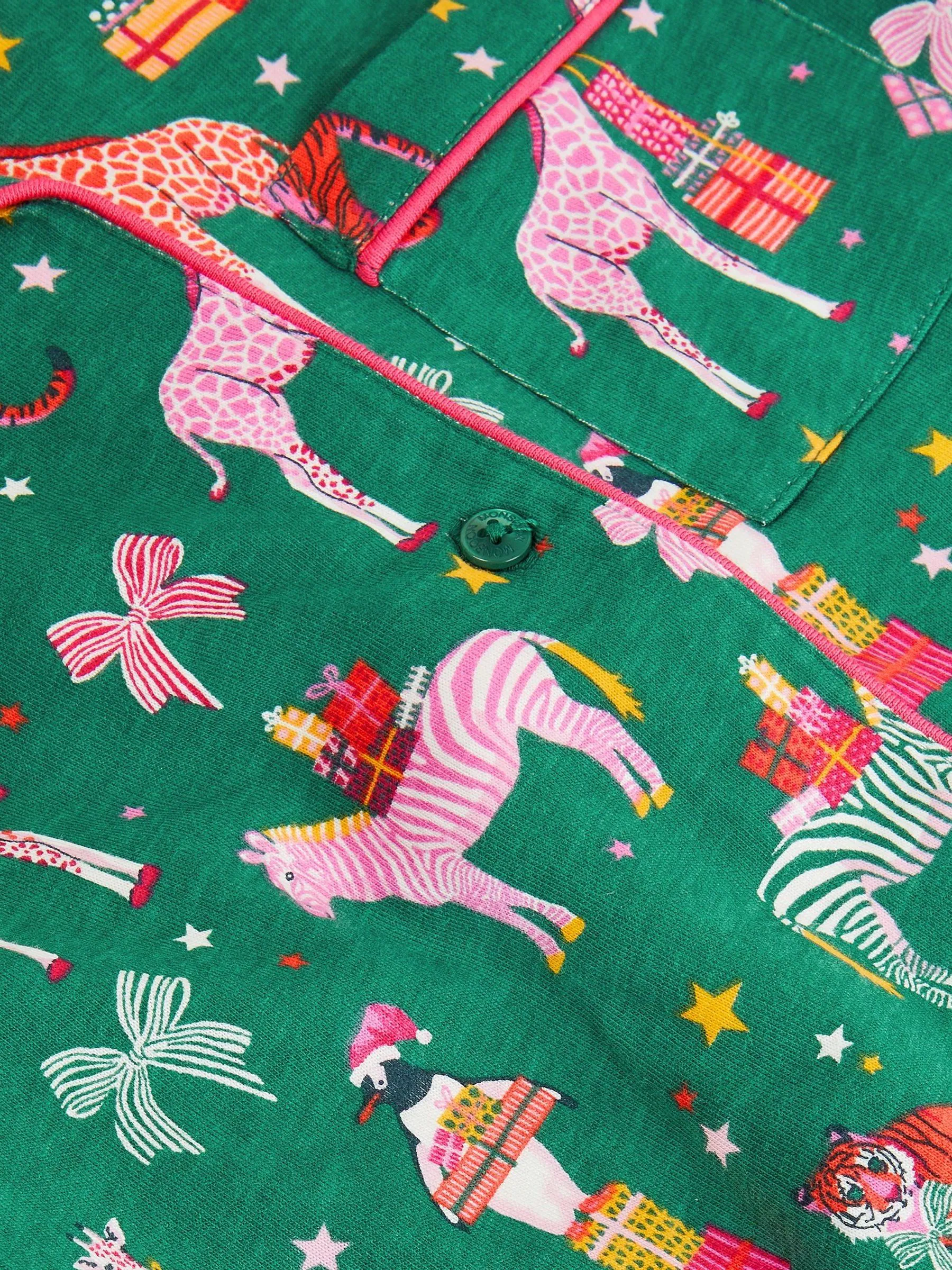 Monsoon Christmas Animal Print Long Pyjamas Set