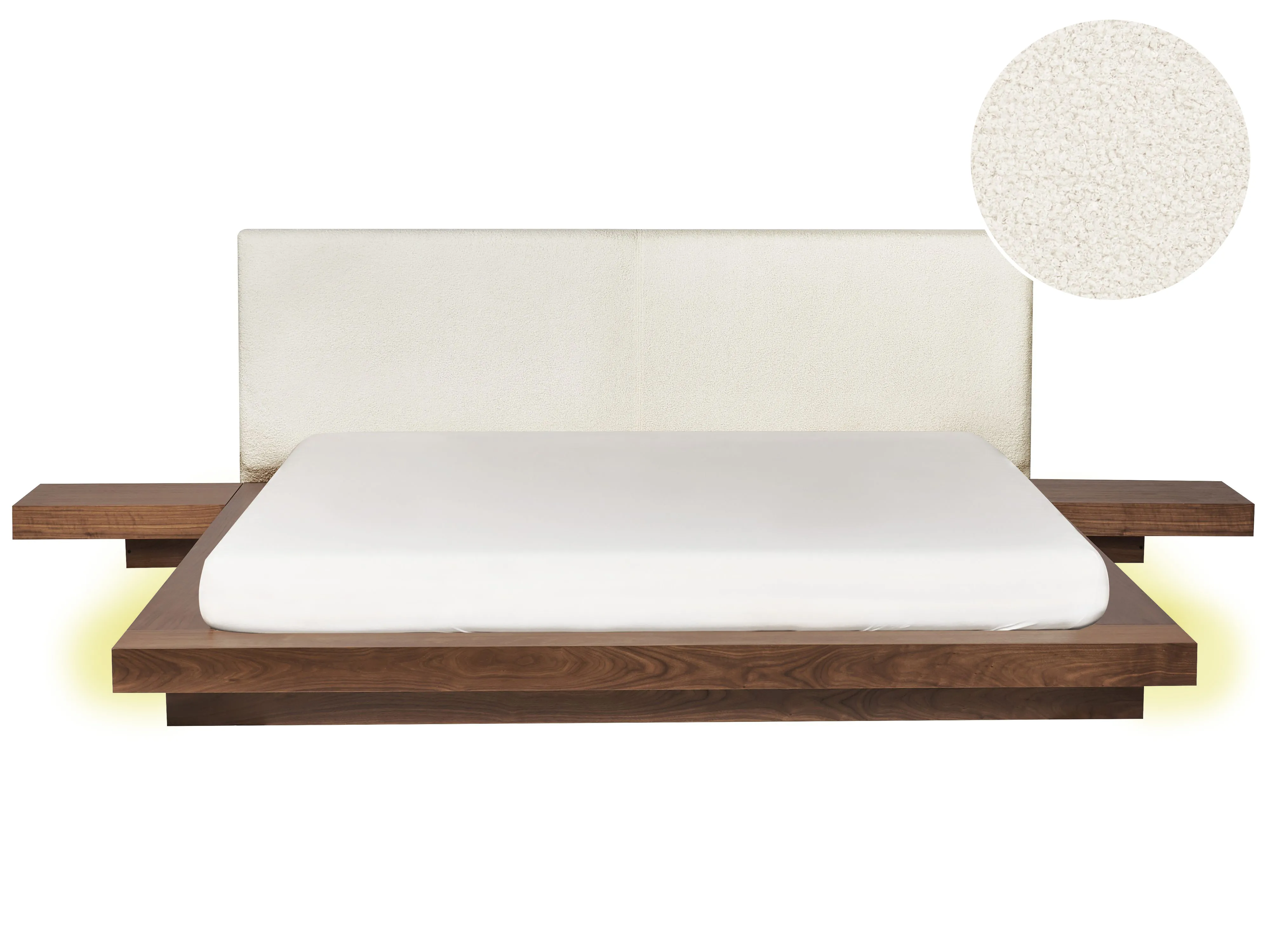 Bed met LED-verlichting Bouclé ZEN 180 x 200 cm LED Bruin essenhout