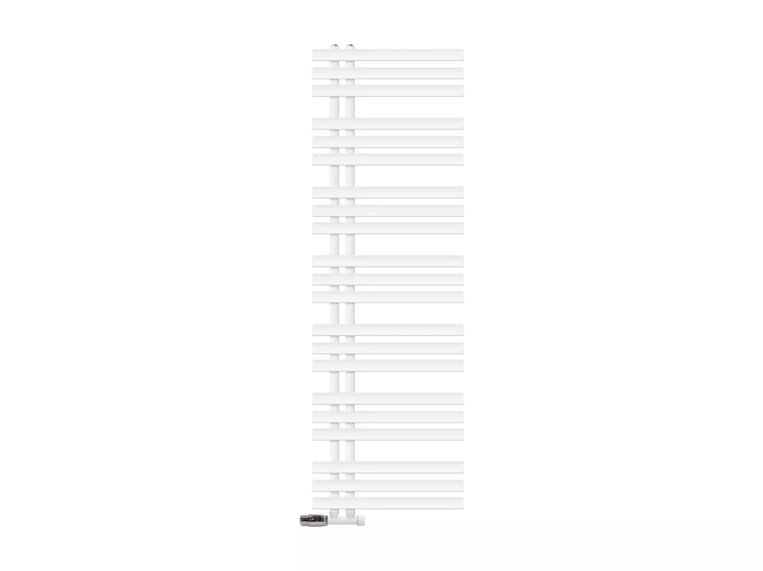 Radiateur de Salle de Bain Iron EM 500x1600 mm Blanc Raccord Central au Bas avec Garniture