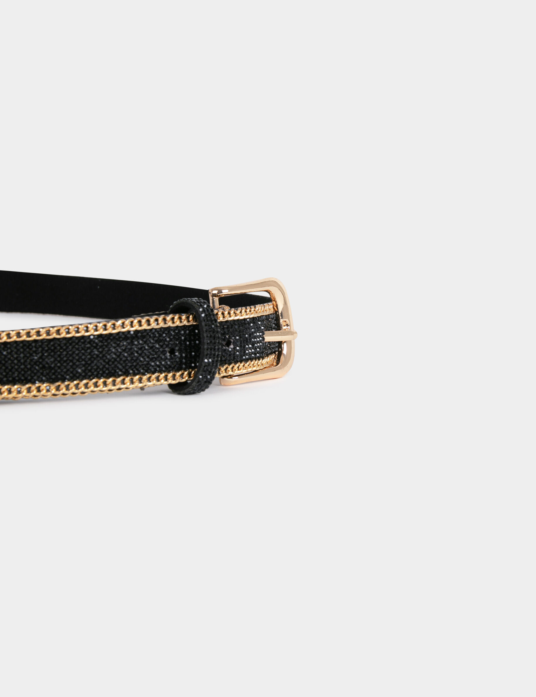 Ceinture avec détails chaînes et strass noir femme - noir