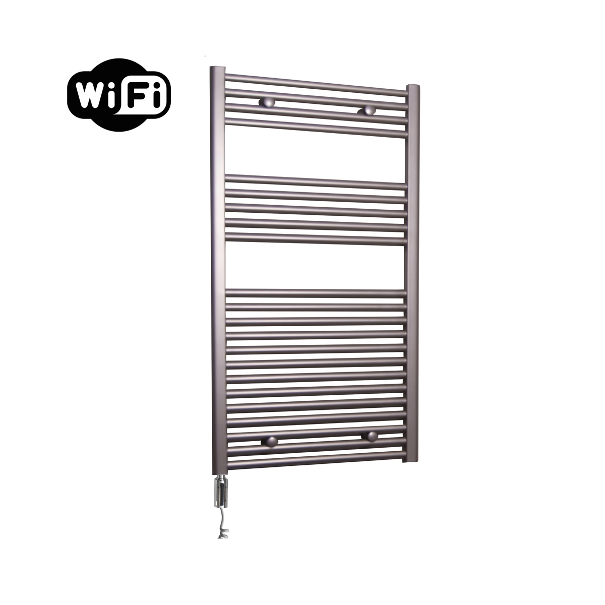 Sanicare elektrische design radiator 60x112cm inox-look met WiFi en thermostaat links chroom