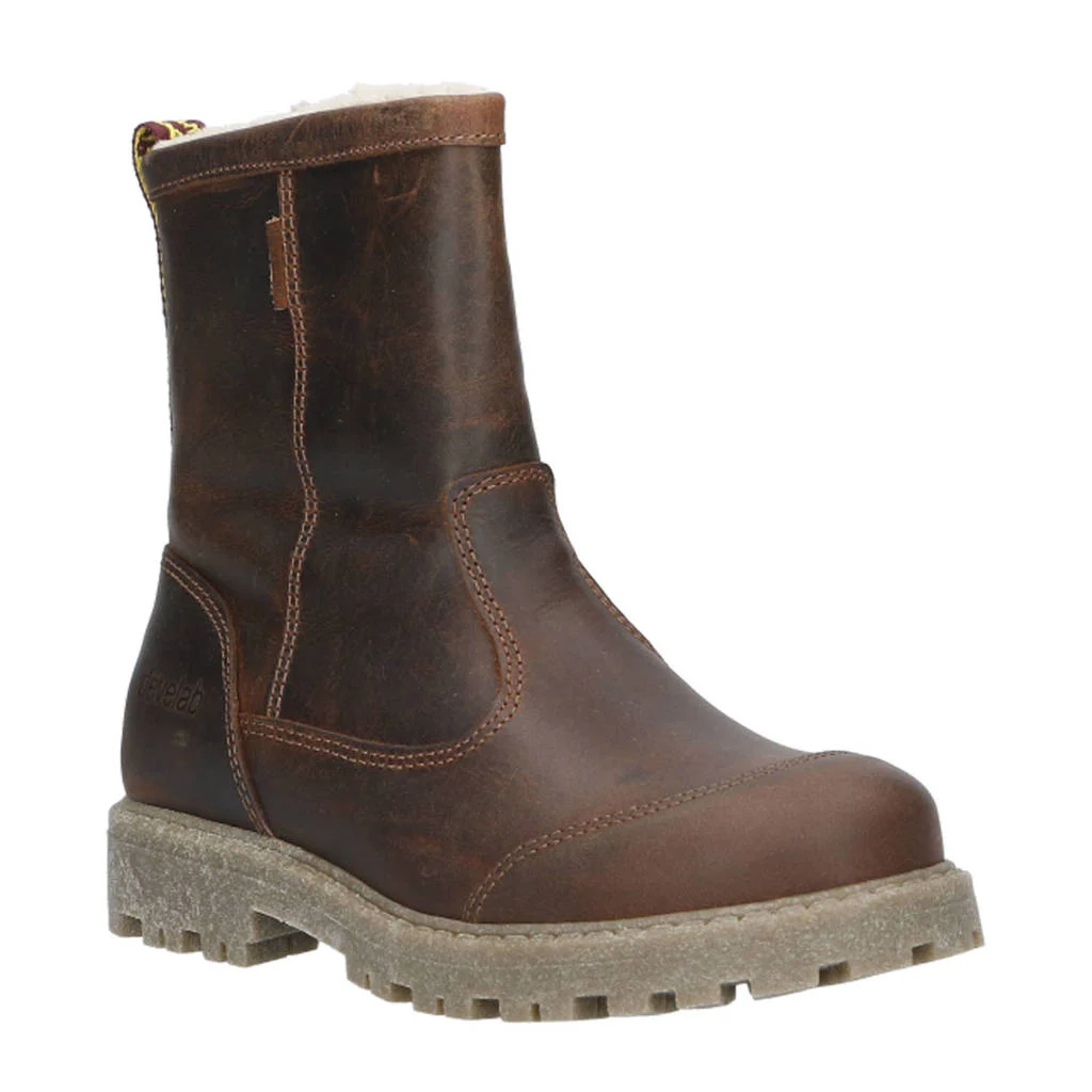 Develab gevoerde leren enkelboots cognac