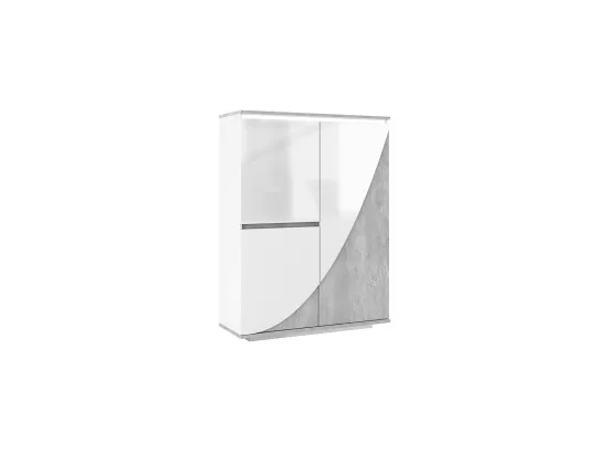 Vaisselier 3 portes Blanc Laqué - LUNEA