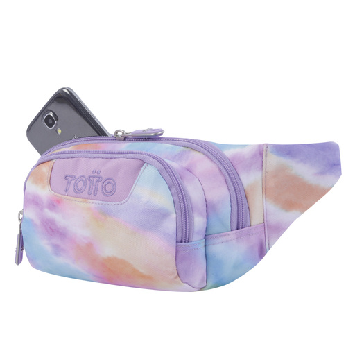 Pochete Totto com estampa pastel e gancho.