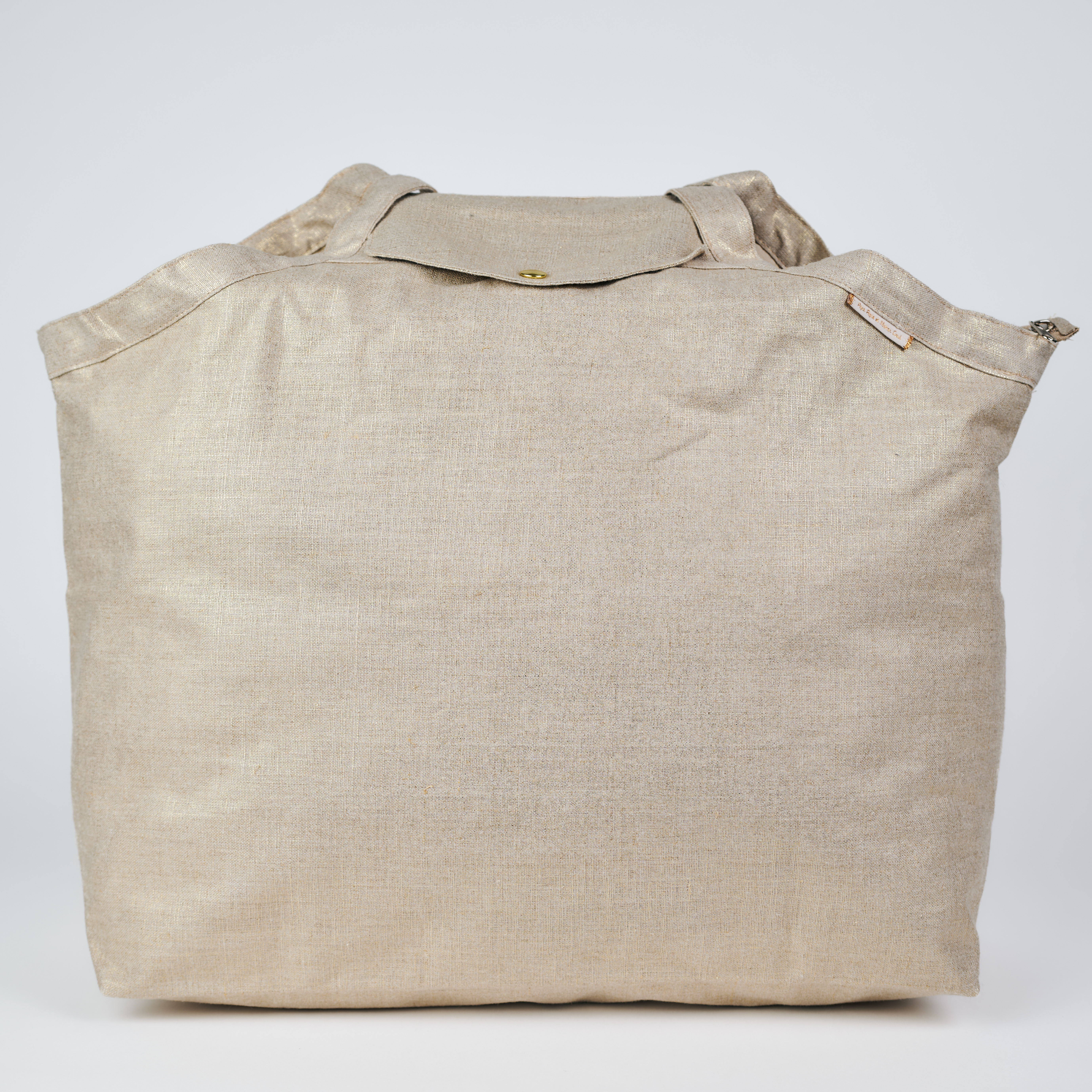 Grand Sac Cabas En Tissu Lin Doré