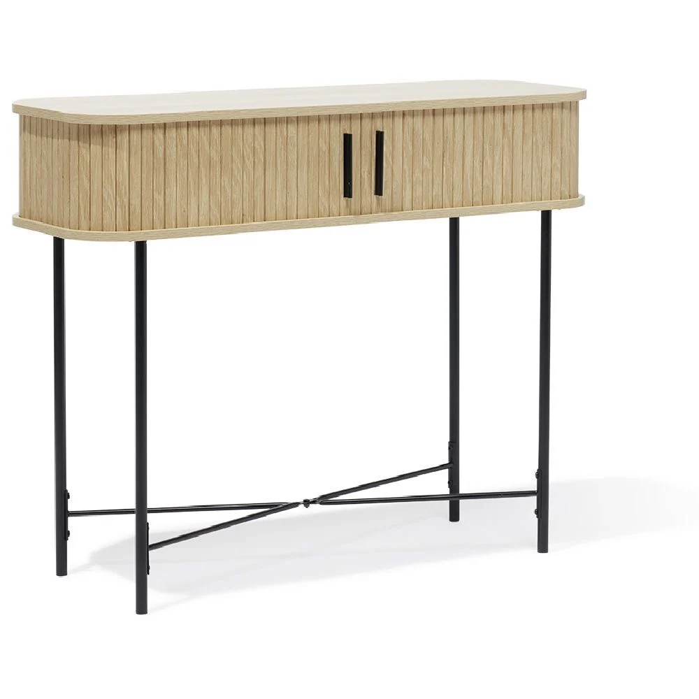 Console Grège bois naturel et noir - L100xP35xH80 cm