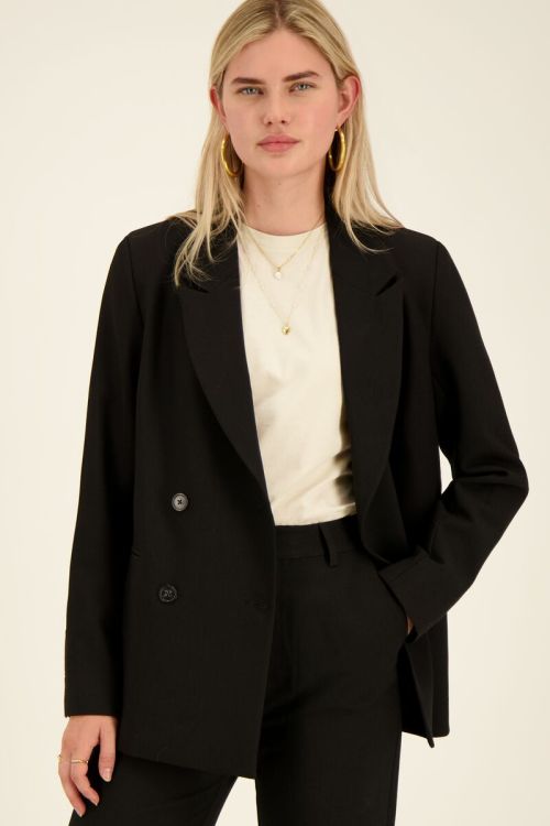 Zwarte blazer met dubbele knopen