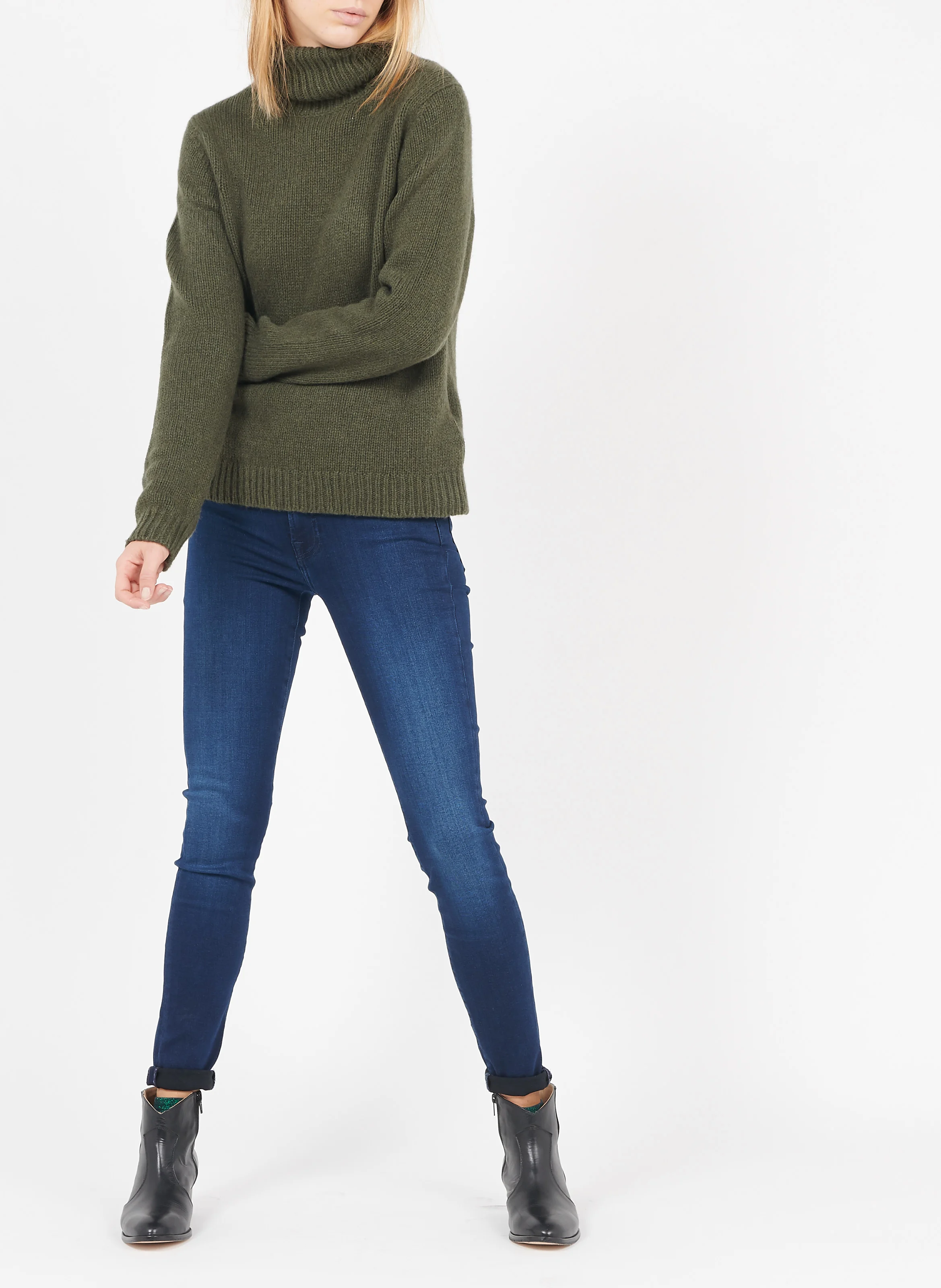 Jean skinny taille haute | Bleu