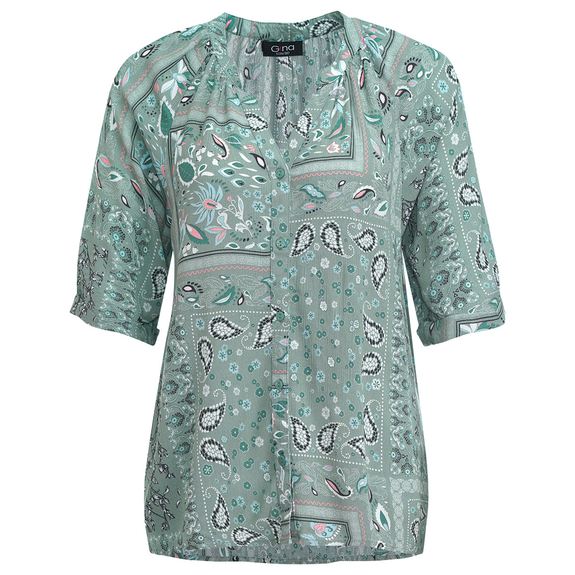 Gina Damen Bluse aus Viskose oliv / bunt