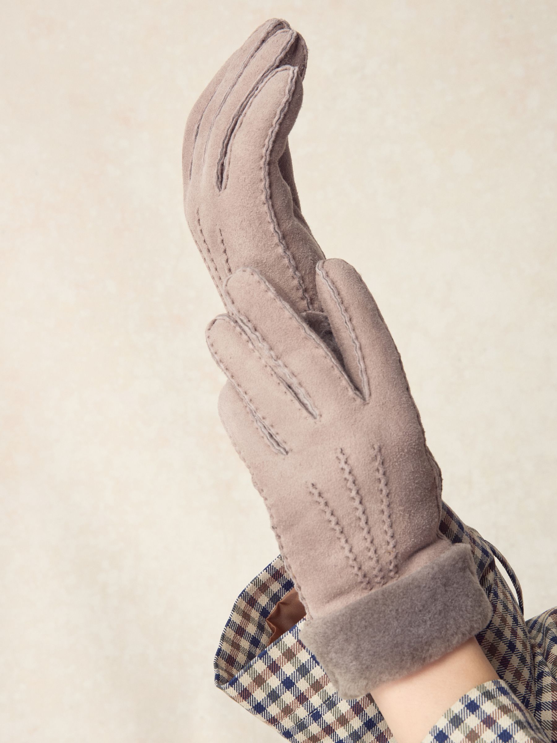 Nertsgrijs/bruin - N. Premium leren handschoenen van schapenvacht