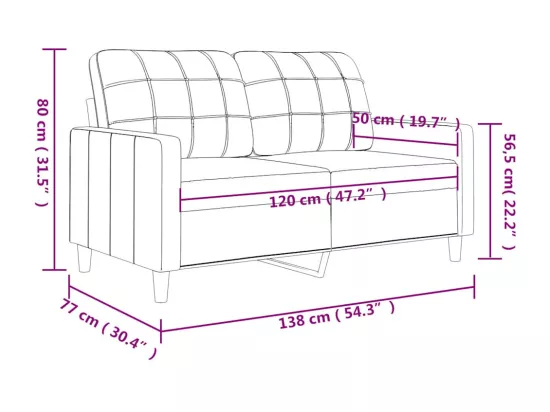 Canapé à 2 places Rouge bordeaux 120 cm Tissu