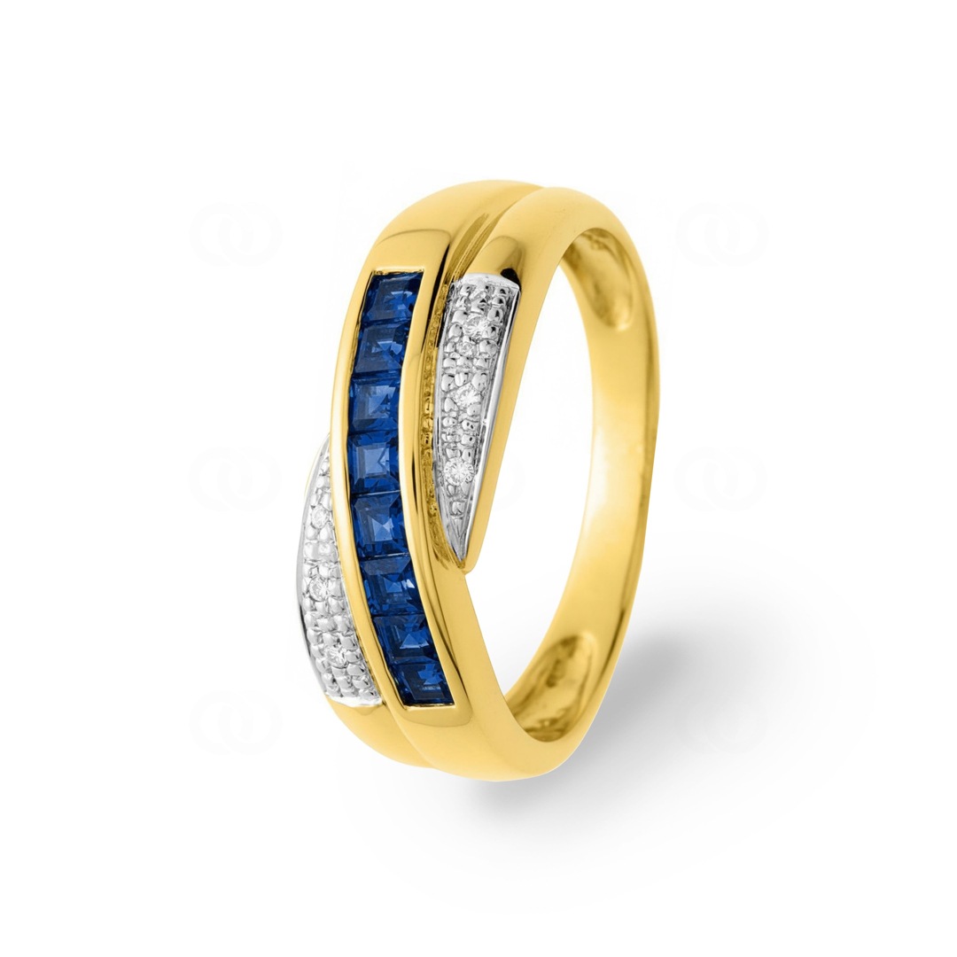Ring 750/18 K Gelbgold mit Saphiren & Diamanten 0.03ct.