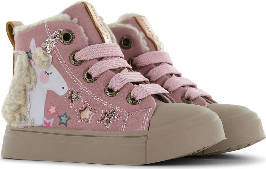 Shoesme Unicorn Veterboots roze Leer Kinderschoenen