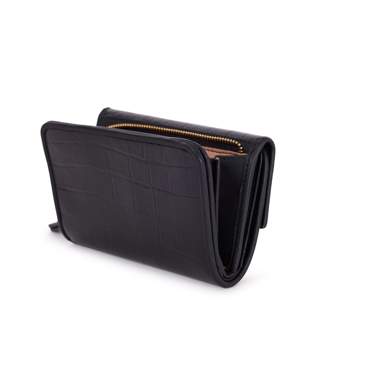 NAT & NIN<br>Carteira de couro com estampa de crocodilo e 3 compartimentos LOTTI