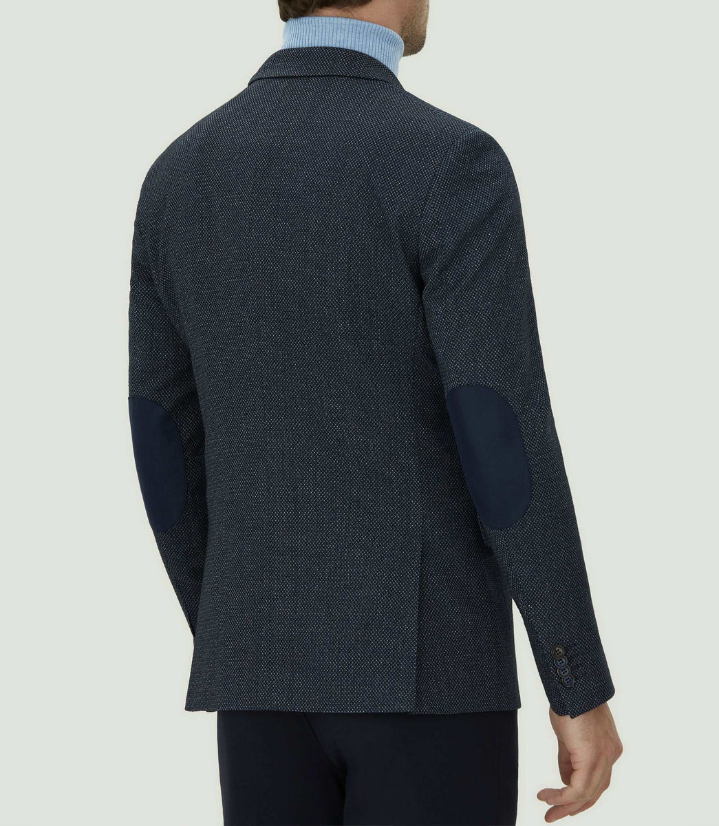 Veste casual marine détails suède 