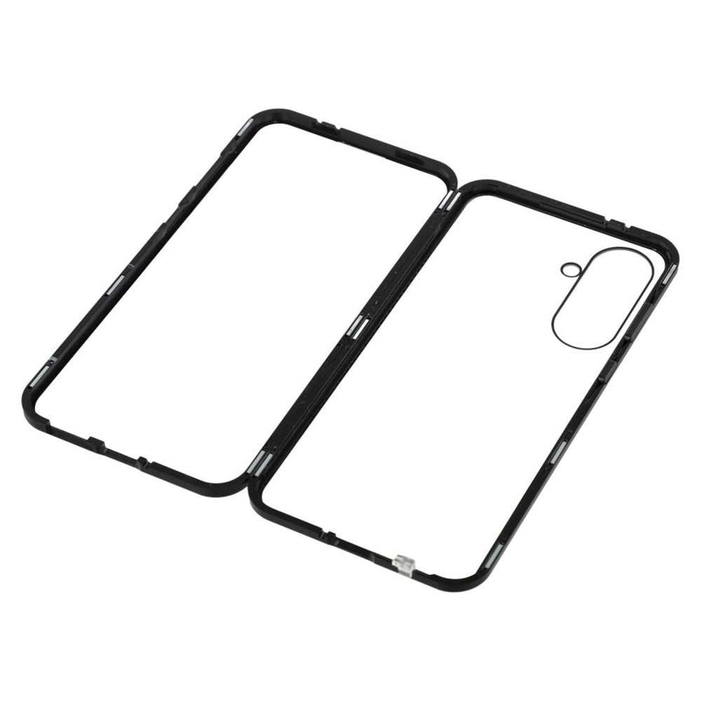 Samsung Galaxy A56 Magnetische Alu Schutzhülle mit Panzer Glas Backcover   Displayschutz (Magnet-Technologie) - Schwarz